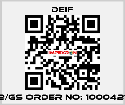 PPU/2/GS ORDER NO: 100042701.10 Deif