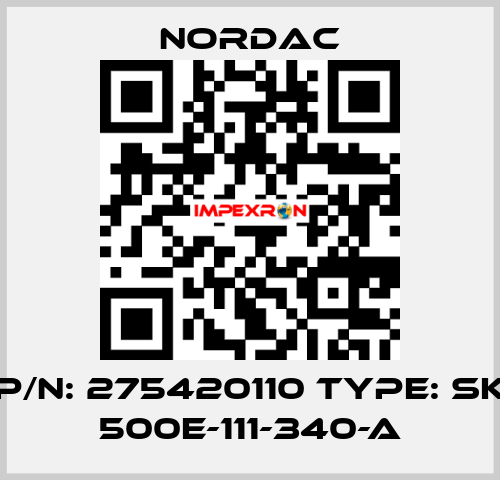 P/N: 275420110 Type: SK 500E-111-340-A NORDAC