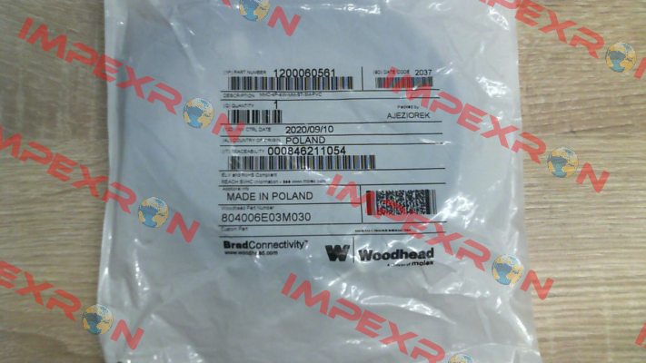 PN:1200060561 (804006E03M030), Type: MMC-4P-4W-MM-ST-3M-PVC Molex