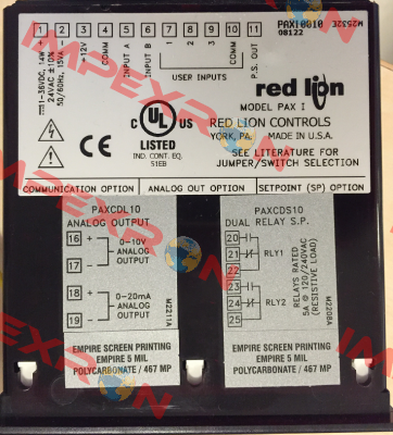 PAX10010 Obsolete, replaced by PAXI0020 and PAXI0030  Red Lion