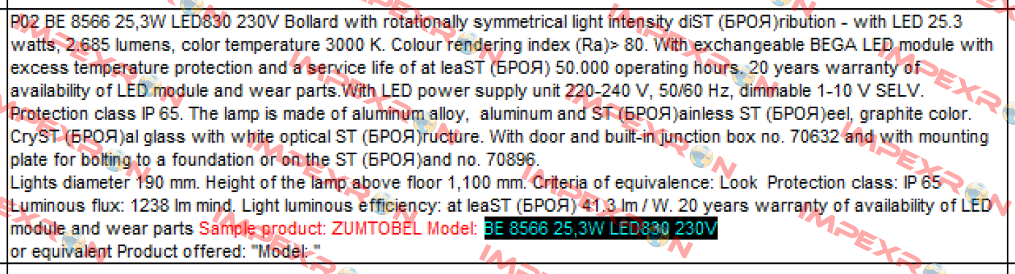 BE 8566 25,3W LED830 230V  Zumtobel