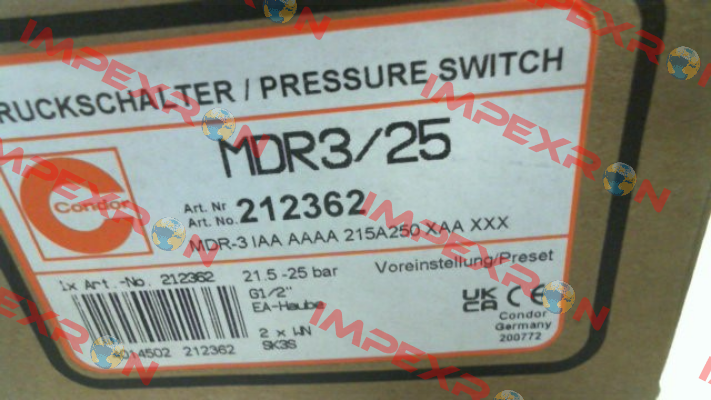 MDR 3/25  272885 Condor